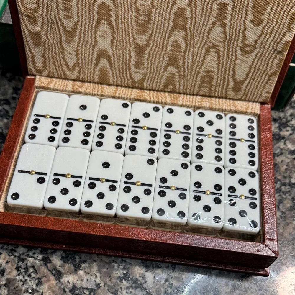 Italfama leatherette double Domino Set made in Italy - Picture 6 of 16